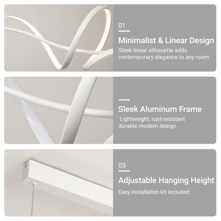 Brilagi - LED luster s prigušivanjem na sajli SIGNATURE LED/55W/230V 3000-6000K 120x23 cm bijela + daljinski upravljač