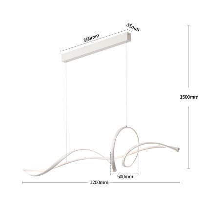Brilagi - LED luster s prigušivanjem na sajli SIGNATURE LED/55W/230V 3000-6000K 120x23 cm bijela + daljinski upravljač