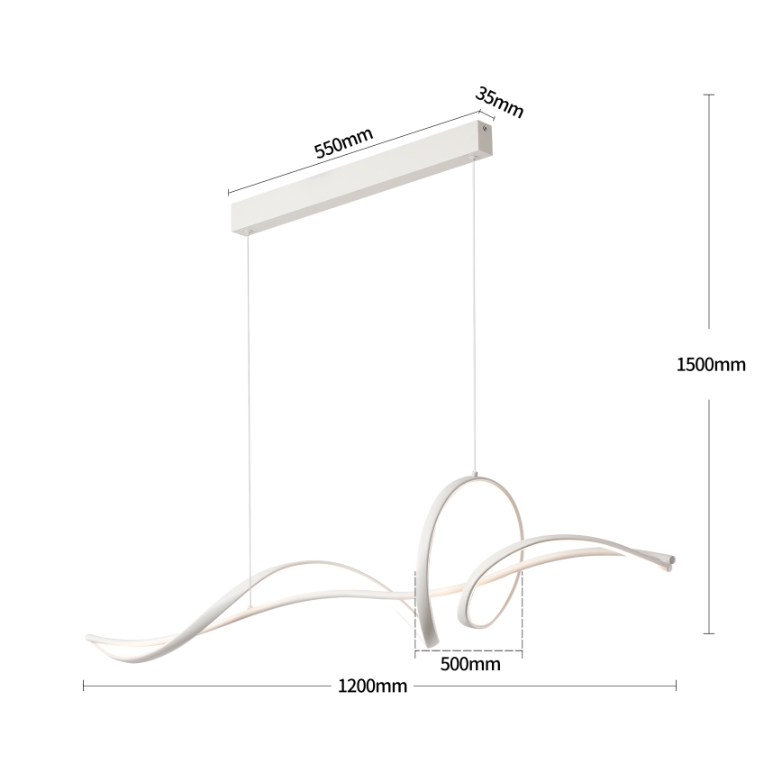 Brilagi - LED luster s prigušivanjem na sajli SIGNATURE LED/55W/230V 3000-6000K 120x23 cm bijela + daljinski upravljač