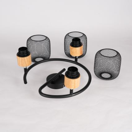 Brilagi - Spot svjetiljka BASKLITE 3xE27/15W/230V drvo/crna