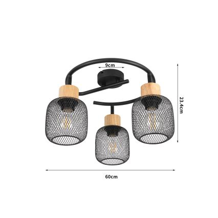 Brilagi - Spot svjetiljka BASKLITE 3xE27/15W/230V drvo/crna