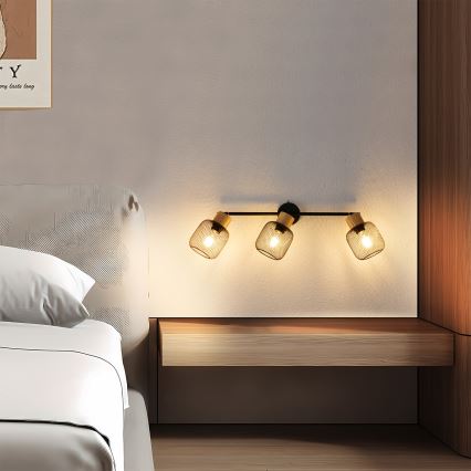 Brilagi - Spot svjetiljka BASKLITE 3xE27/15W/230V kaučukovo drvo/crna