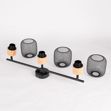 Brilagi - Spot svjetiljka BASKLITE 3xE27/15W/230V kaučukovo drvo/crna