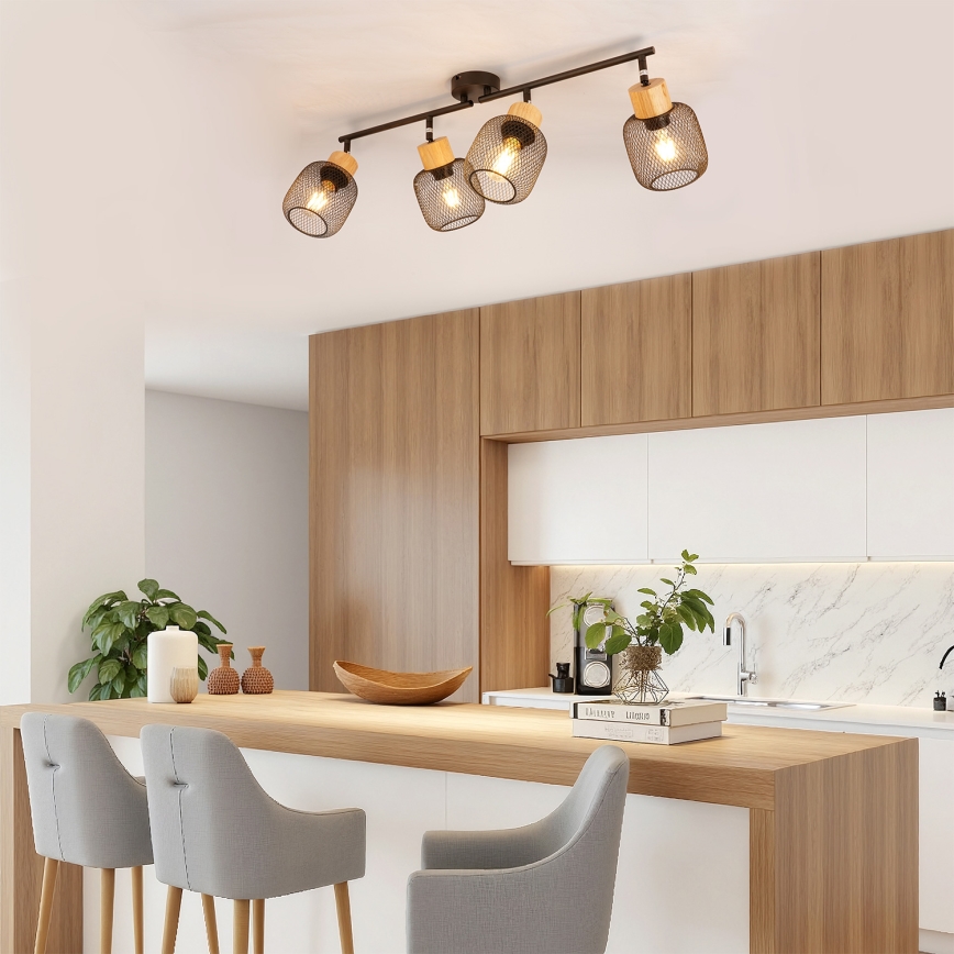 Brilagi - Spot svjetiljka BASKLITE 4xE27/15W/230V drvo/crna