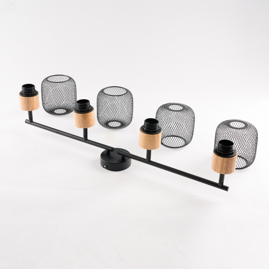 Brilagi - Spot svjetiljka BASKLITE 4xE27/15W/230V drvo/crna