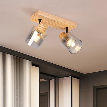 Brilagi - Spot svjetiljka HYGGE 2xE14/15W/230V drvena/dimljena