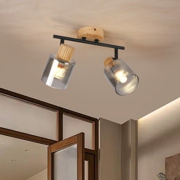 Brilagi - Spot svjetiljka HYGGE 2xE14/15W/230V drvo/zadimljeno