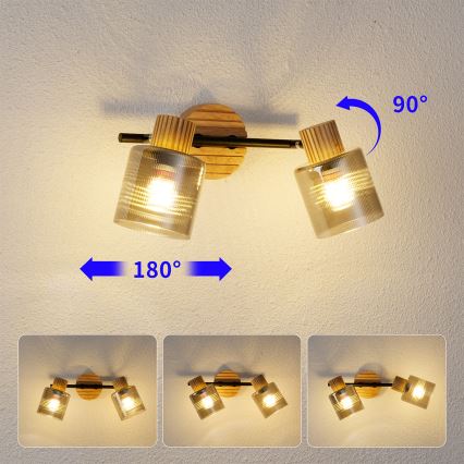 Brilagi - Spot svjetiljka HYGGE 2xE14/15W/230V drvo/zadimljeno
