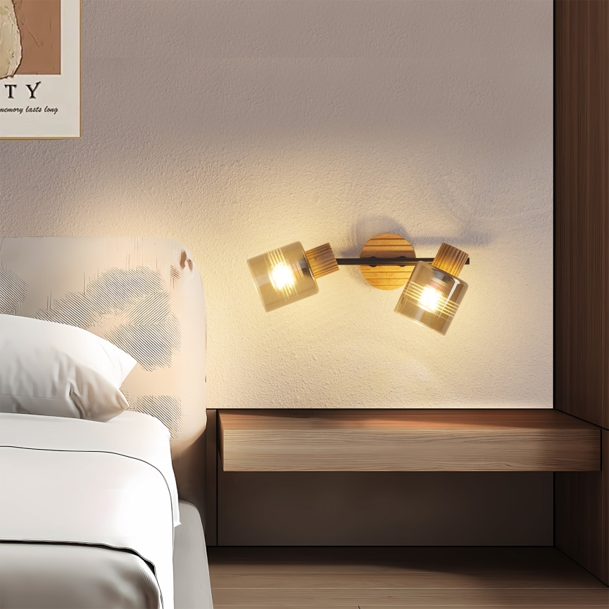 Brilagi - Spot svjetiljka HYGGE 2xE14/15W/230V drvo/zadimljeno