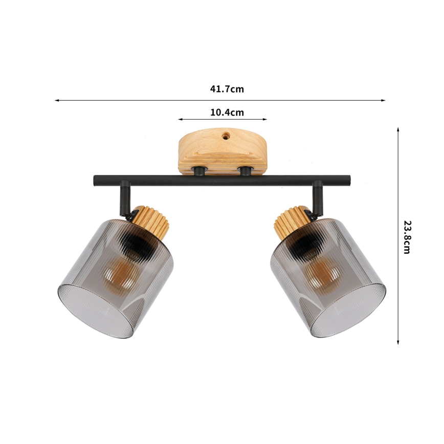 Brilagi - Spot svjetiljka HYGGE 2xE14/15W/230V drvo/zadimljeno