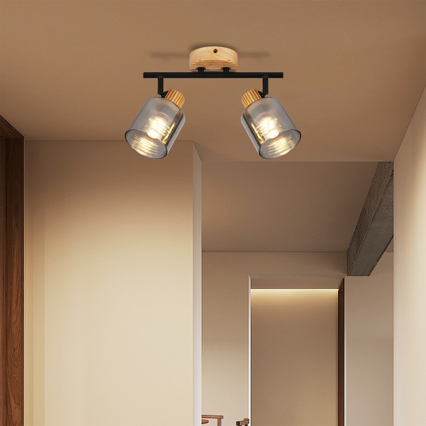 Brilagi - Spot svjetiljka HYGGE 2xE14/15W/230V kaučukovo drvo/dimljena