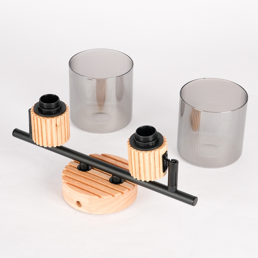 Brilagi - Spot svjetiljka HYGGE 2xE14/15W/230V kaučukovo drvo/dimljena