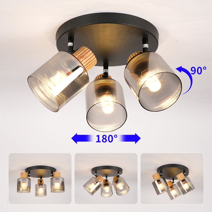 Brilagi - Spot svjetiljka HYGGE 3xE14/15W/230V crna/dimljena