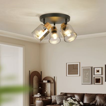 Brilagi - Spot svjetiljka HYGGE 3xE14/15W/230V crna/zadimljena