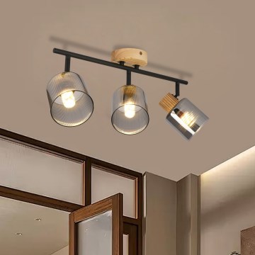 Brilagi - Spot svjetiljka HYGGE 3xE14/15W/230V drvo/zadimljeno