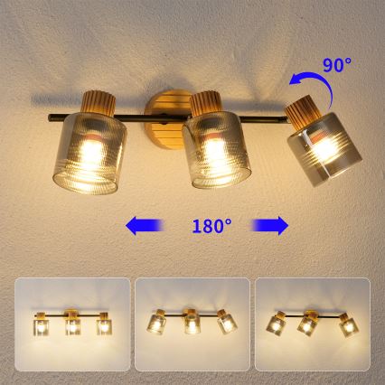 Brilagi - Spot svjetiljka HYGGE 3xE14/15W/230V drvo/zadimljeno