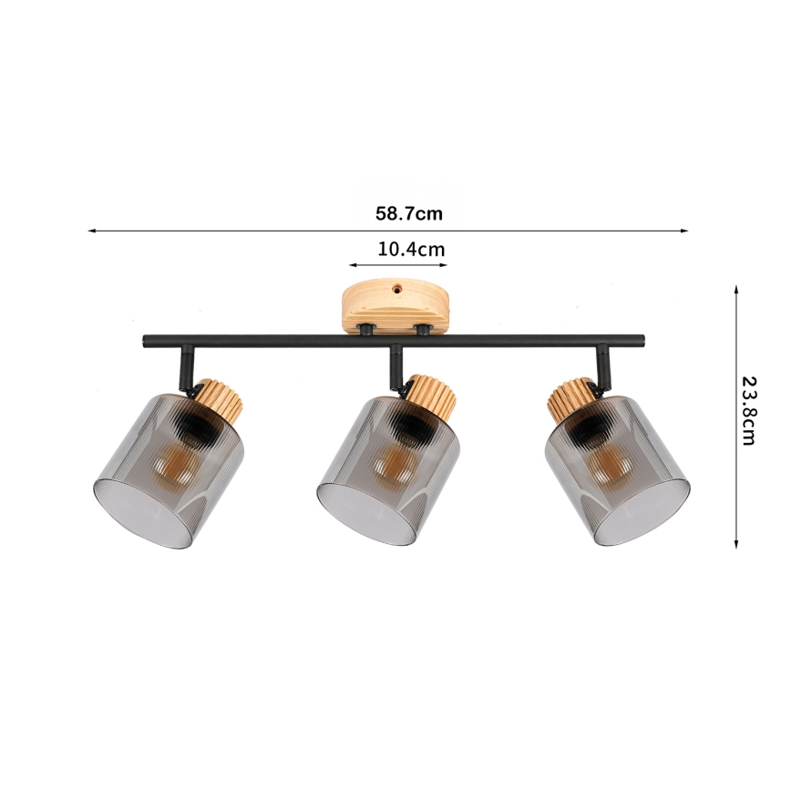 Brilagi - Spot svjetiljka HYGGE 3xE14/15W/230V drvo/zadimljeno
