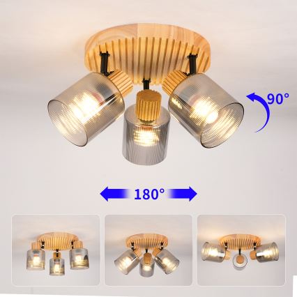 Brilagi - Spot svjetiljka HYGGE 3xE14/15W/230V drvo/zadimljeno