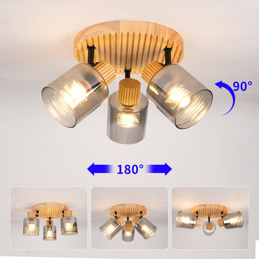Brilagi - Spot svjetiljka HYGGE 3xE14/15W/230V drvo/zadimljeno