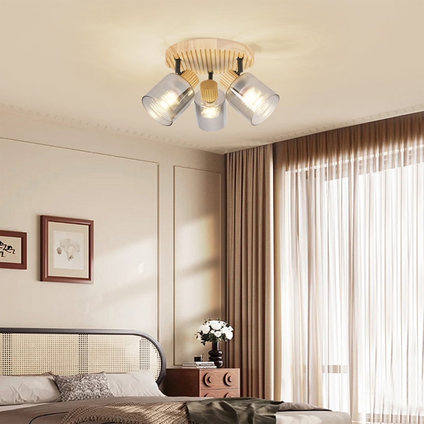 Brilagi - Spot svjetiljka HYGGE 3xE14/15W/230V drvo/zadimljeno