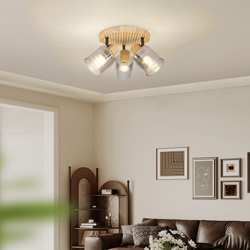 Brilagi - Spot svjetiljka HYGGE 3xE14/15W/230V drvo/zadimljeno