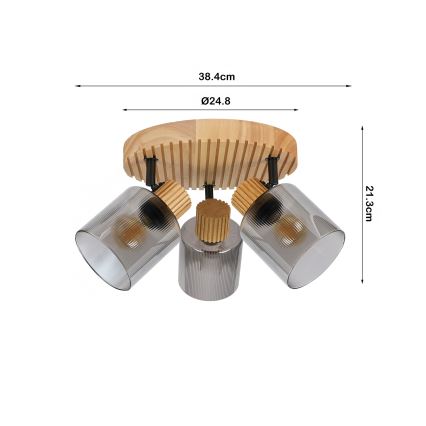 Brilagi - Spot svjetiljka HYGGE 3xE14/15W/230V drvo/zadimljeno