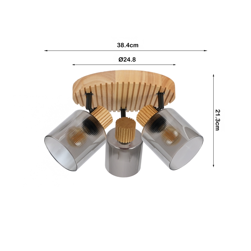Brilagi - Spot svjetiljka HYGGE 3xE14/15W/230V drvo/zadimljeno