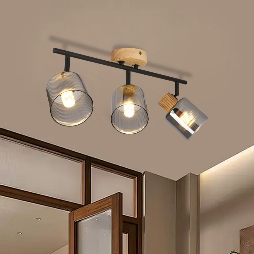 Brilagi - Spot svjetiljka HYGGE 3xE14/15W/230V kaučukovo drvo/dimna