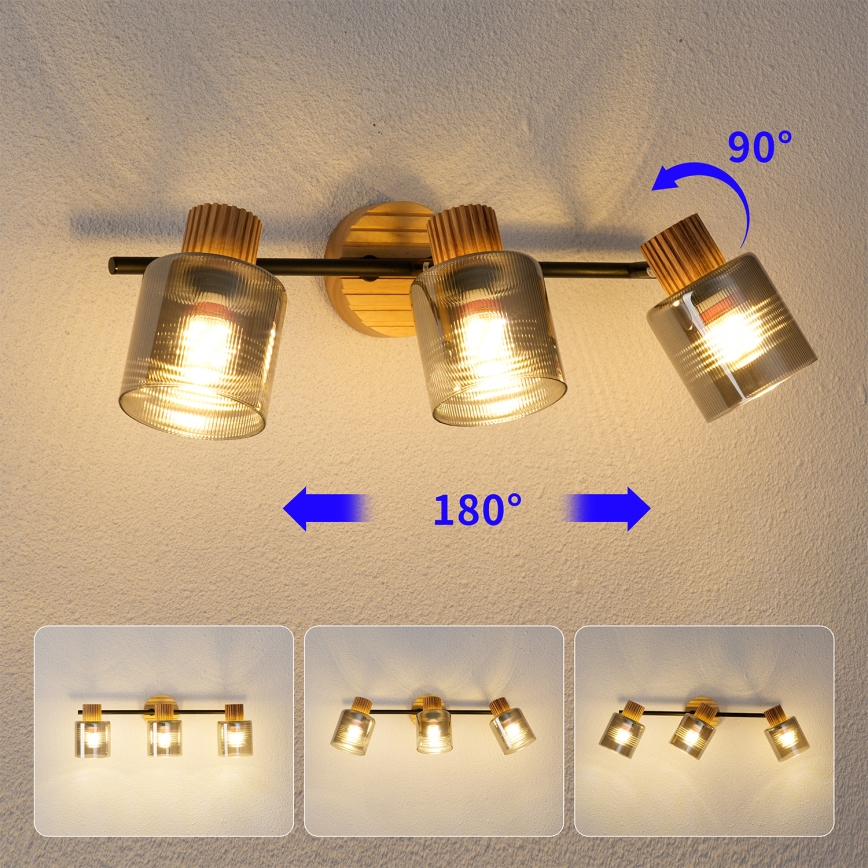 Brilagi - Spot svjetiljka HYGGE 3xE14/15W/230V kaučukovo drvo/dimna