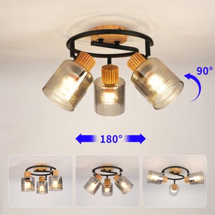 Brilagi - Spot svjetiljka HYGGE 3xE14/15W/230V kaučukovo drvo/dimna