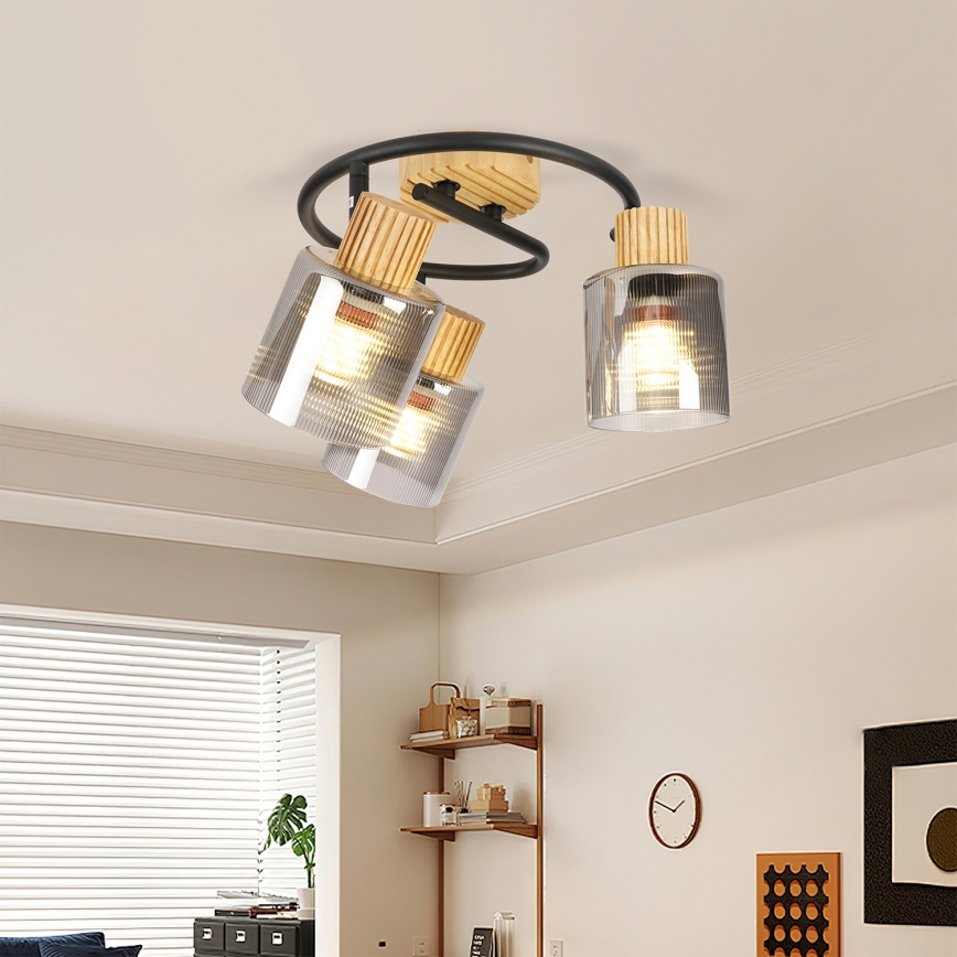 Brilagi - Spot svjetiljka HYGGE 3xE14/15W/230V kaučukovo drvo/dimna