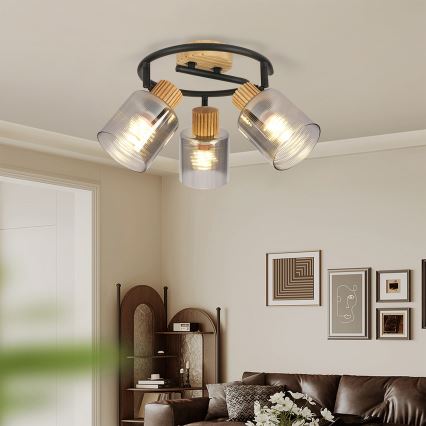 Brilagi - Spot svjetiljka HYGGE 3xE14/15W/230V kaučukovo drvo/dimna