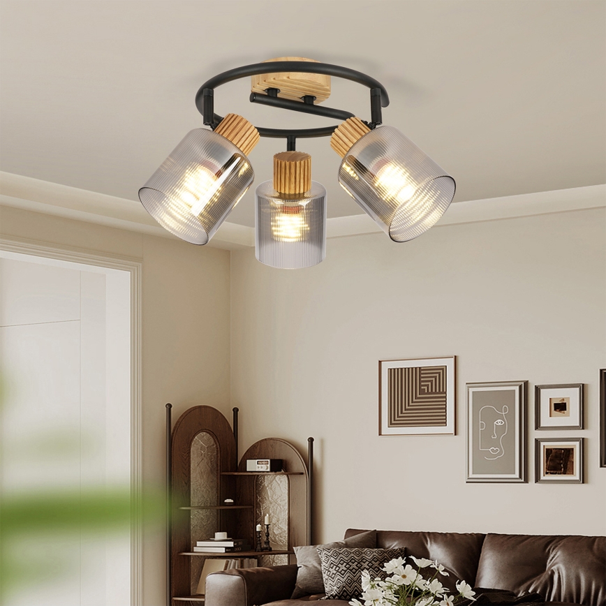 Brilagi - Spot svjetiljka HYGGE 3xE14/15W/230V kaučukovo drvo/dimna