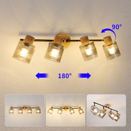 Brilagi - Spot svjetiljka HYGGE 4xE14/15W/230V drveno/dimljeno