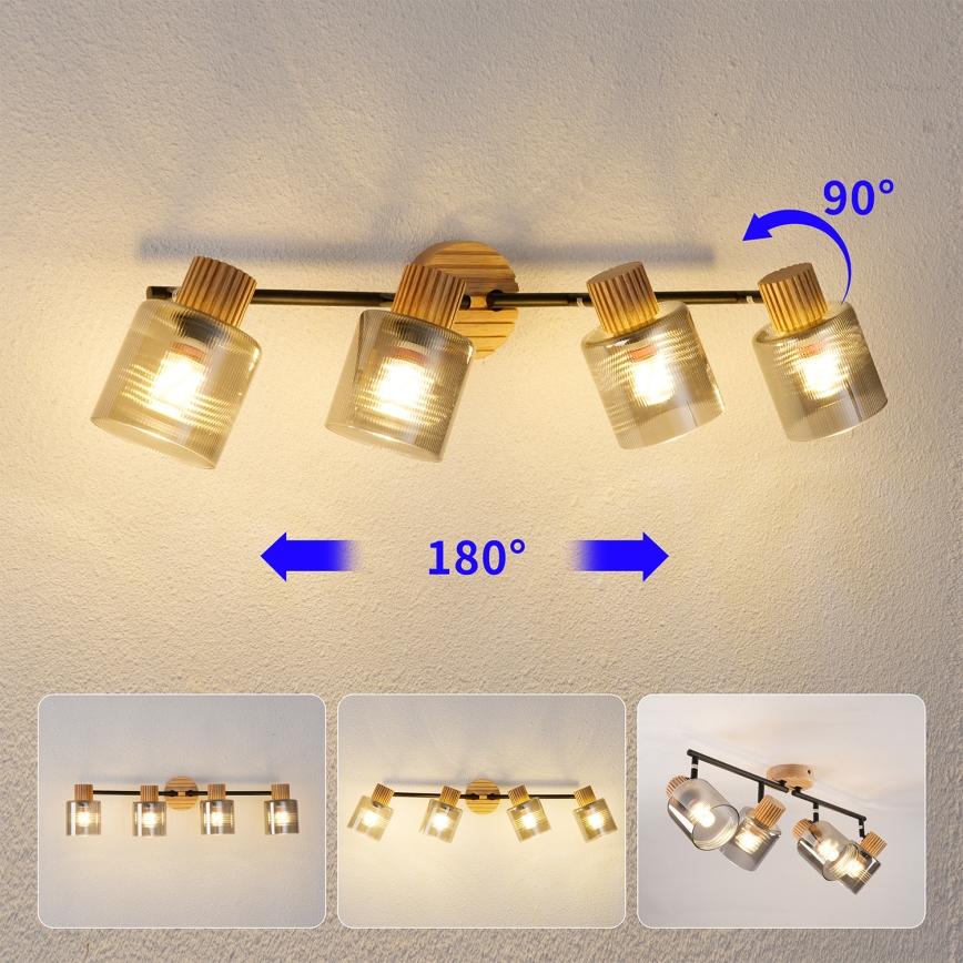 Brilagi - Spot svjetiljka HYGGE 4xE14/15W/230V drveno/dimljeno