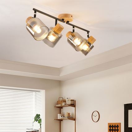 Brilagi - Spot svjetiljka HYGGE 4xE14/15W/230V drveno/dimljeno