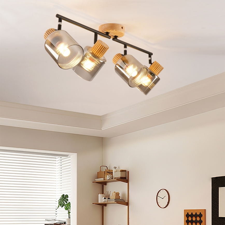 Brilagi - Spot svjetiljka HYGGE 4xE14/15W/230V drveno/dimljeno