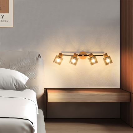 Brilagi - Spot svjetiljka HYGGE 4xE14/15W/230V drveno/dimljeno