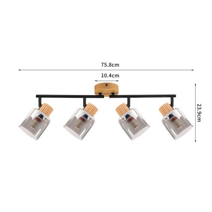 Brilagi - Spot svjetiljka HYGGE 4xE14/15W/230V drveno/dimljeno