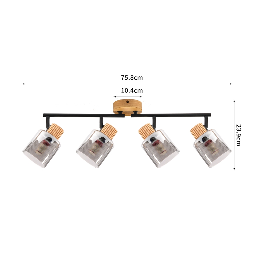 Brilagi - Spot svjetiljka HYGGE 4xE14/15W/230V drveno/dimljeno