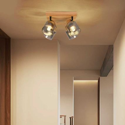 Brilagi - Spot svjetiljka HYGGE 4xE14/15W/230V drveno/dimljeno