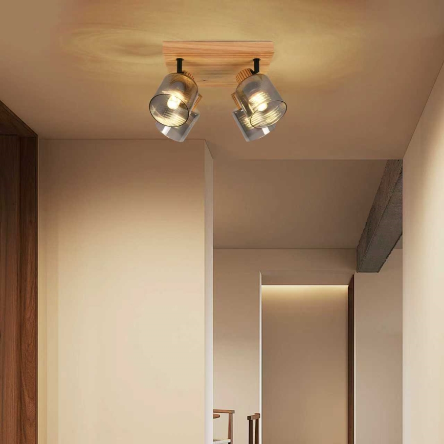 Brilagi - Spot svjetiljka HYGGE 4xE14/15W/230V drveno/dimljeno