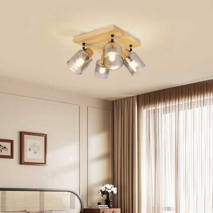 Brilagi - Spot svjetiljka HYGGE 4xE14/15W/230V drveno/dimljeno