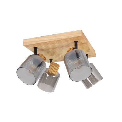 Brilagi - Spot svjetiljka HYGGE 4xE14/15W/230V drveno/dimljeno