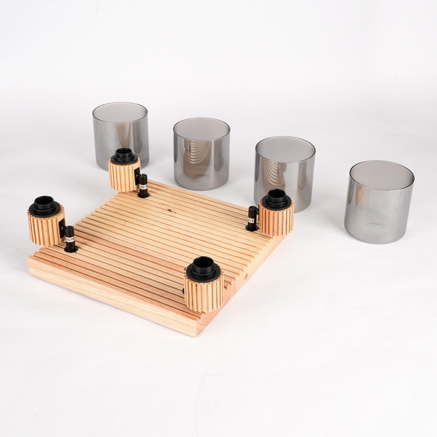 Brilagi - Spot svjetiljka HYGGE 4xE14/15W/230V drveno/dimljeno