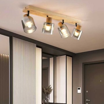 Brilagi - Spot svjetiljka HYGGE 4xE14/15W/230V drvo/dimljeno