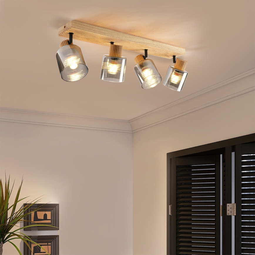 Brilagi - Spot svjetiljka HYGGE 4xE14/15W/230V drvo/dimljeno