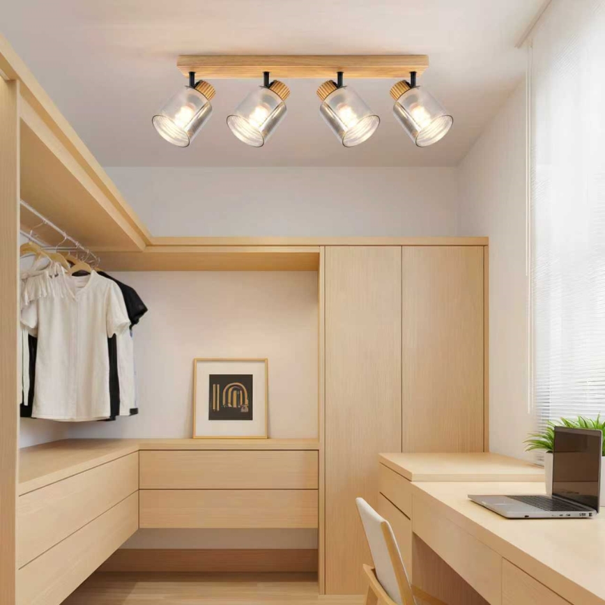 Brilagi - Spot svjetiljka HYGGE 4xE14/15W/230V drvo/dimljeno