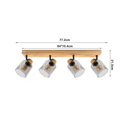 Brilagi - Spot svjetiljka HYGGE 4xE14/15W/230V drvo/dimljeno