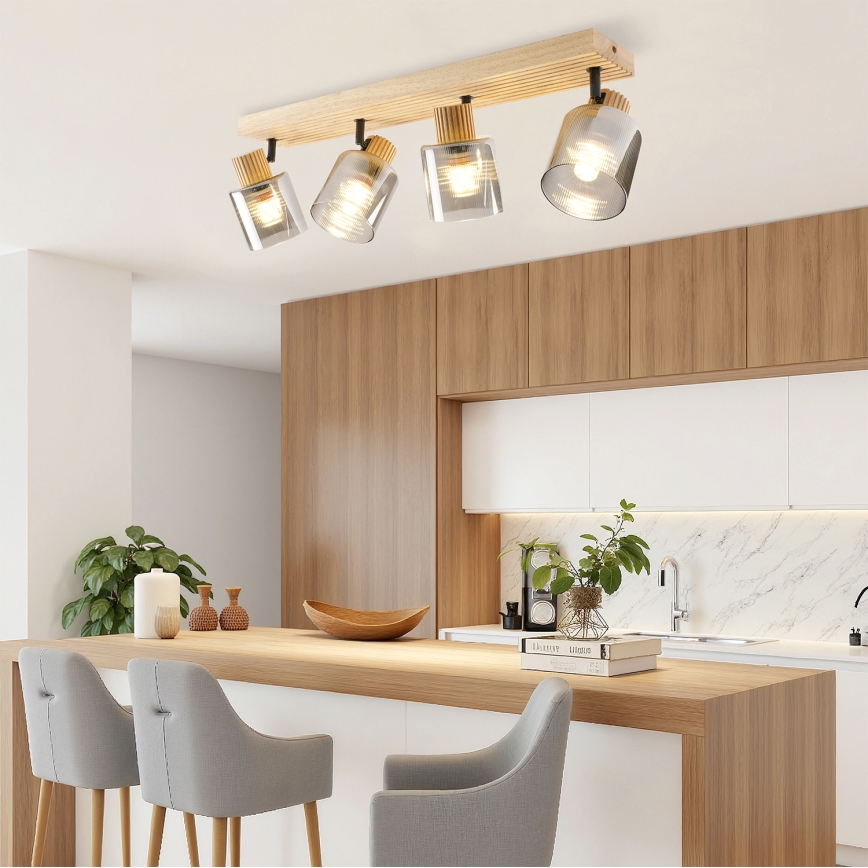 Brilagi - Spot svjetiljka HYGGE 4xE14/15W/230V kaučukovo drvo/dimljena